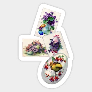 Eggs and Violets - Springtime Victorian Ephemera Sticker